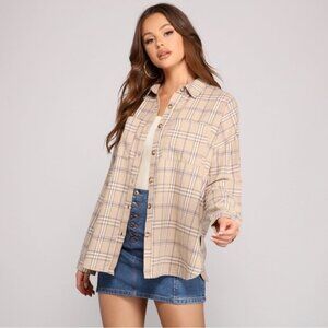 Windsor Beige Plaid Button‎ Up Shirt